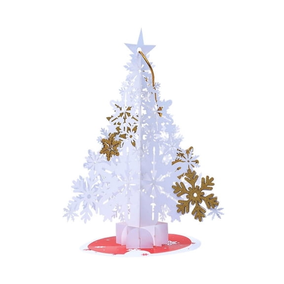 Christmas Cards 3D Popup Snowflake Tree Greeting Card Message Cards Christmas Decoration for Invitation 2024 New Year