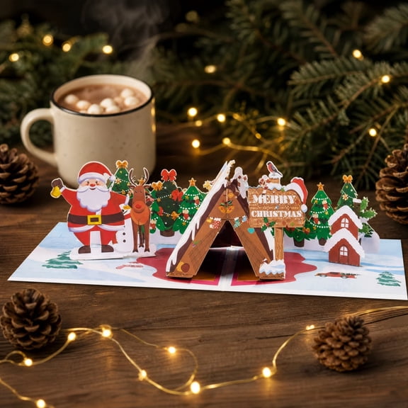 Christmas Cards,6 Pcs PopUp Greeting Cards with Envelopes Holiday Small Gift Card Boxed Funny Handmade Postcards Bulk for Husband Wife Merry Xmas New Year,Gift for Christmas or Holidays