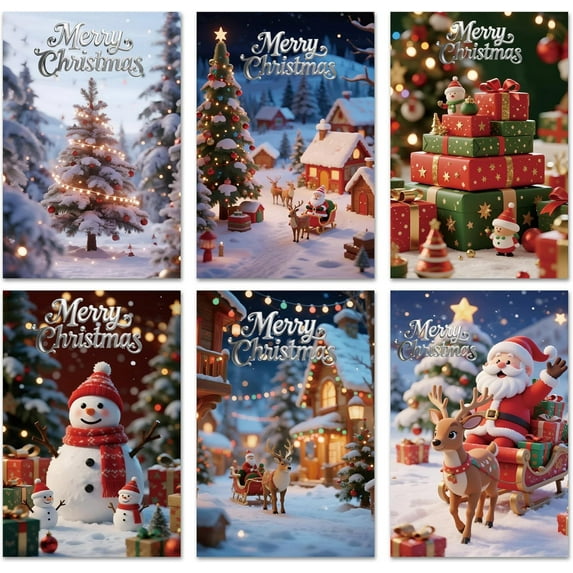 "Christmas Cards with Envelopes and Stickers, Festive Holiday Greeting Cards Assortment (Real Scene Card) with 4x6 Inch Christmas Themed Designs for Xmas Gift Exchanging, Mailing to Friends & Family