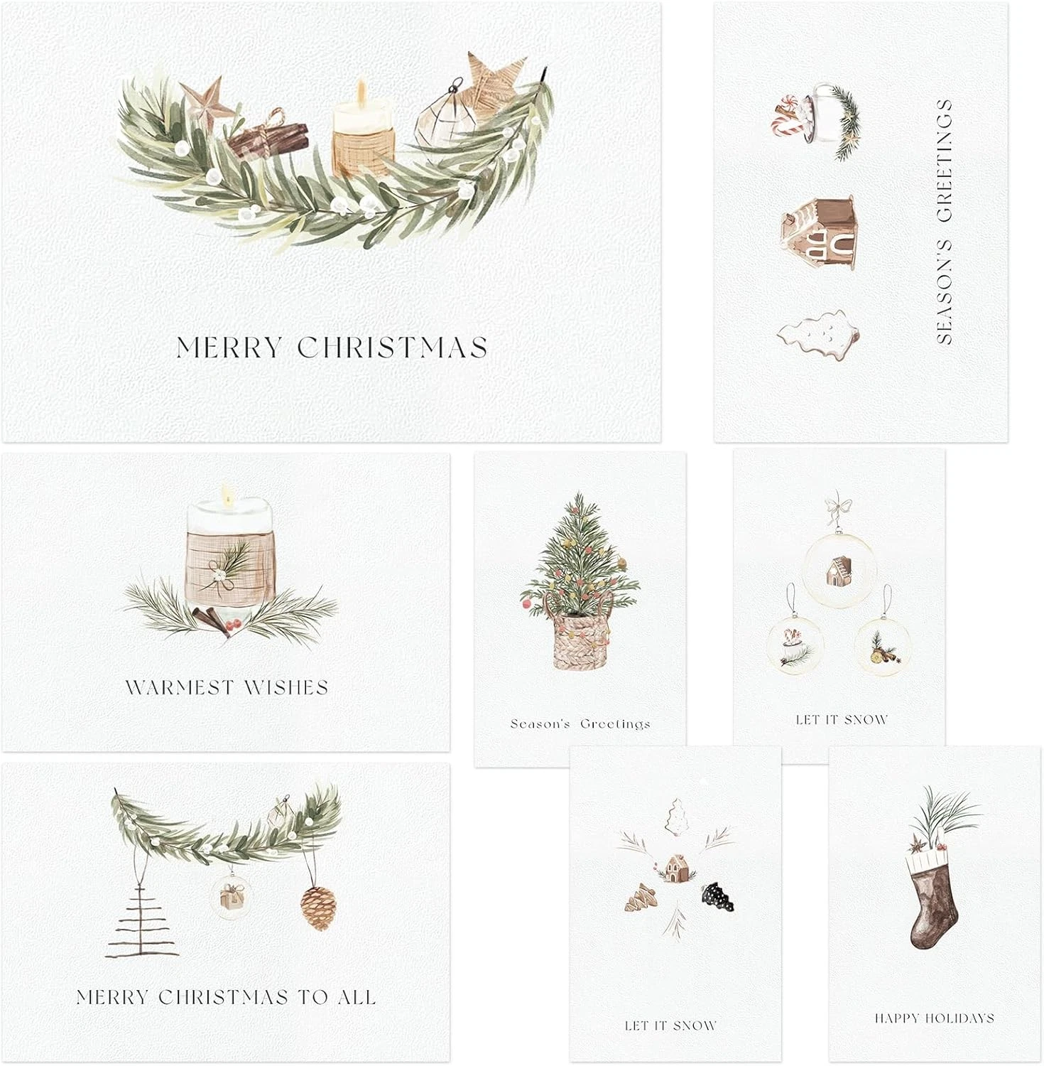 Christmas Cards With Envelopes Set Of 24 - Boxed With Bulk Envelopes And Matchin