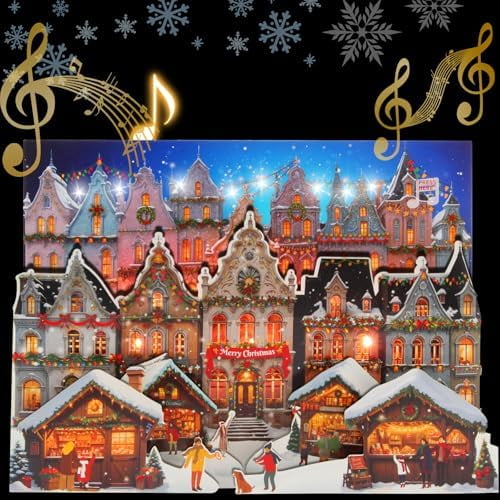 Christmas Cards for Kids, Musical Pop Up Cards with Music and Light, Pop up Musical Greeting Card for Christmas Holiday New Year$$Office