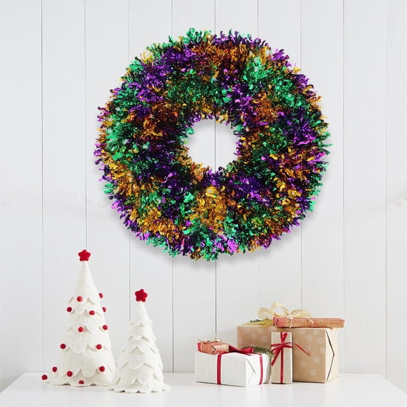 Christmas Carnival Party Garland Decoration, 20Inch Party Coloured Ribbon Wreath Craft Decoration, for Home Christmas Carnival Party Decorative Supplies
