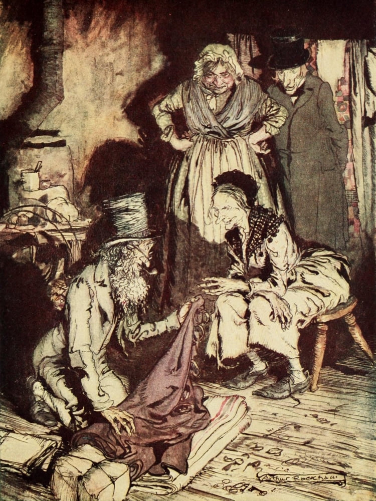 Christmas Carol 1915 Bed-curtains Canvas Art - A Rackham (24 x 36)