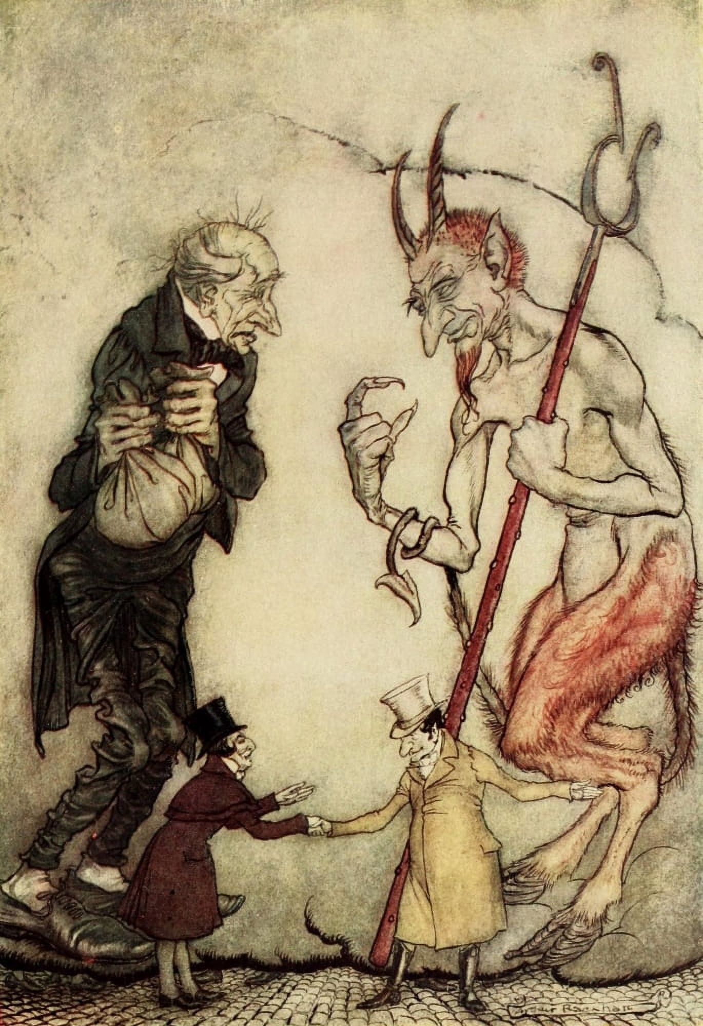 Christmas Carol 1915 Old Scratch Canvas Art - A Rackham (18 x 24)