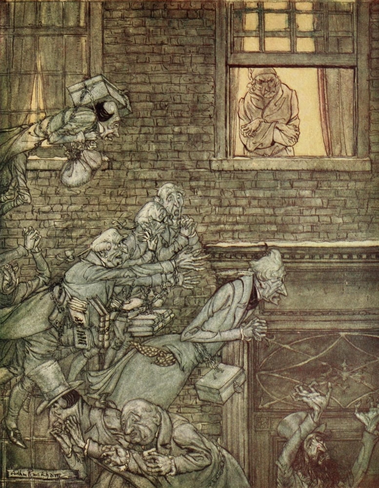 Christmas Carol 1915 Phantoms everywhere Canvas Art - A Rackham (18 x 24)