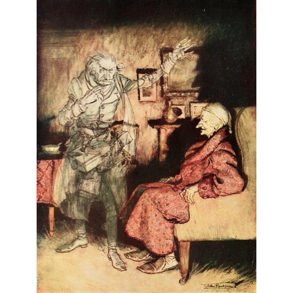 Christmas Carol 1915 Scrooge & Christmas past Poster Print by A. Rackham (24 x 36)