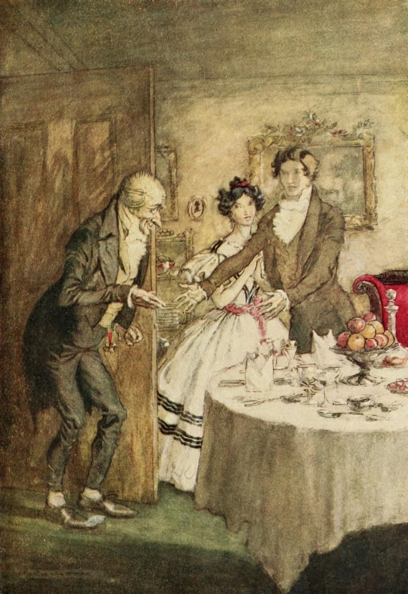 Christmas Carol 1915 Scrooge for dinner Canvas Art - A Rackham (18 x 24)