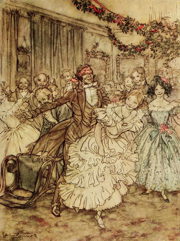 Christmas Carol 1915 Sister in lace tucker Canvas Art - A Rackham (24 x 36)