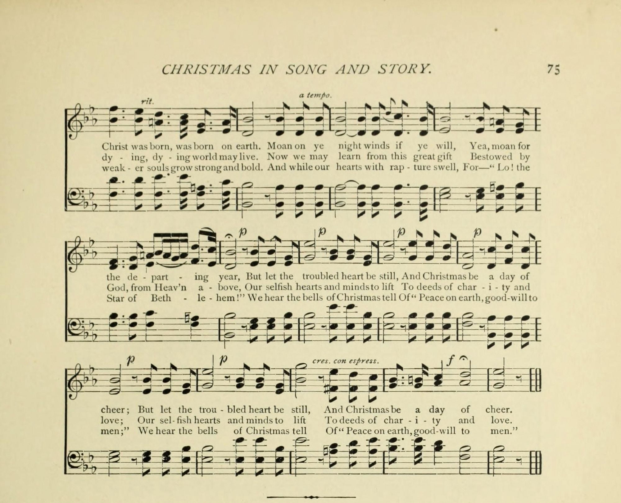 Christmas Carol 2 Christmas in Song 1891 Canvas Art - (18 x 24)