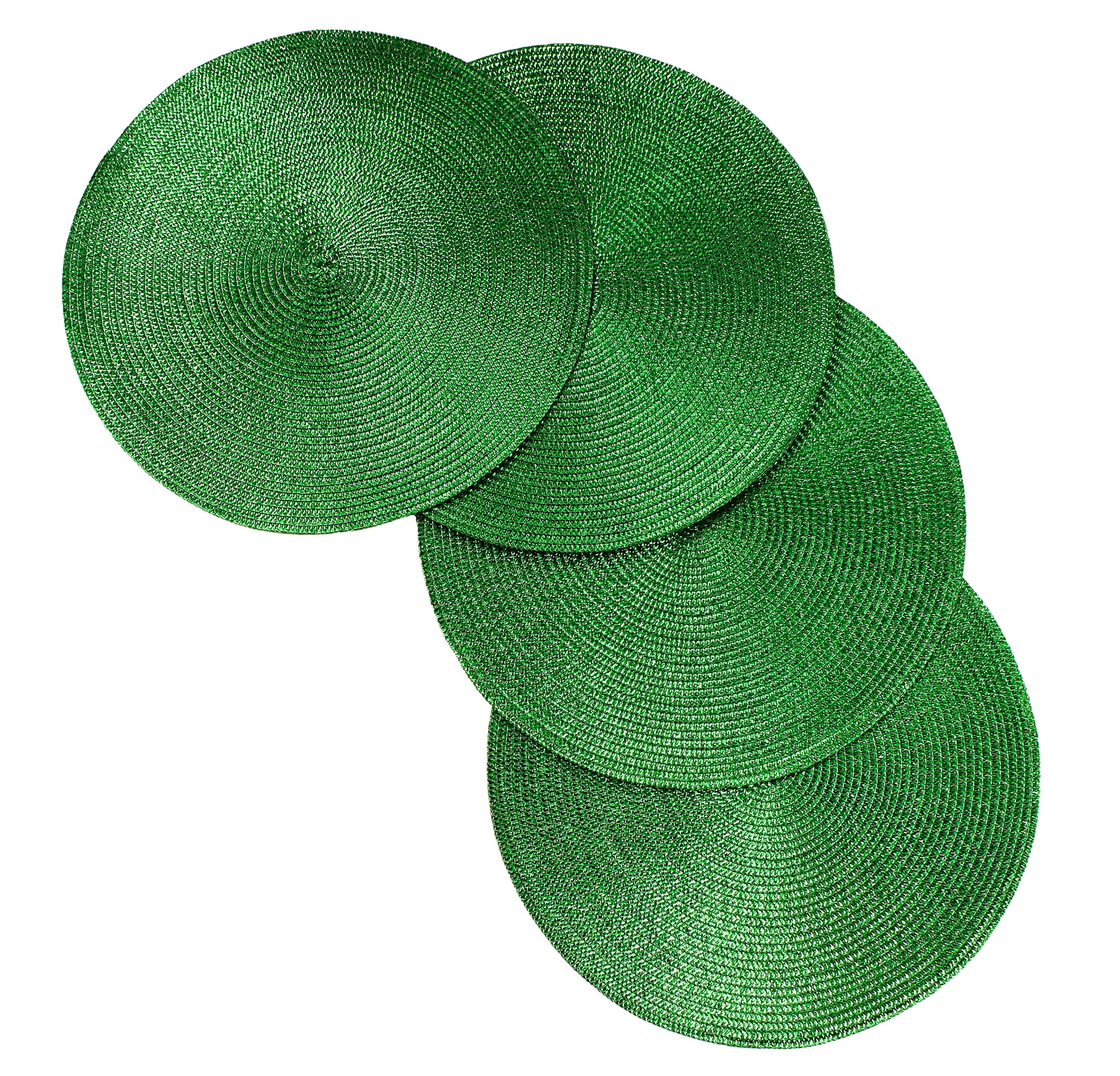 Christmas Carol Woven Spiral Table Placemats 15 Inches Round Set of 4