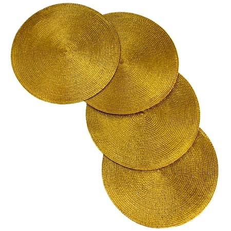 Christmas Carol Woven Spiral Table Placemats 15 Inches Round Set of 4 Non-Slip Dining & Kitchen Table Mats