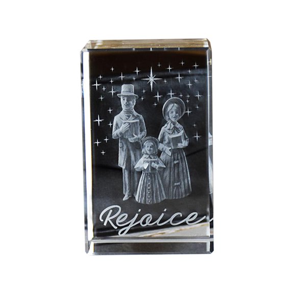 Christmas Carolers Crystal Cube