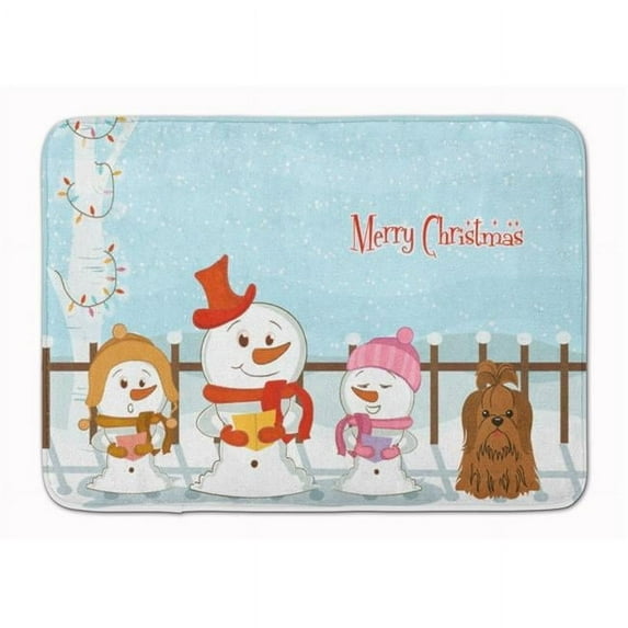 Christmas Carolers Shih Tzu Chocolate Machine Washable Memory Foam Mat