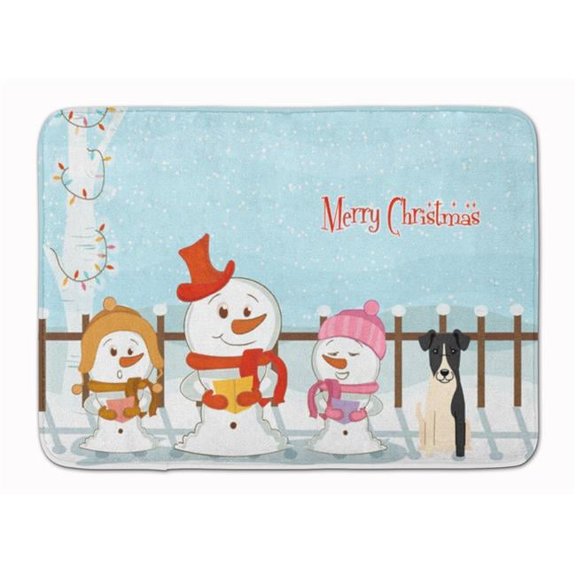 Christmas Carolers Smooth Fox Terrier Machine Washable Memory Foam Mat
