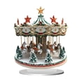 thumbnail image 1 of Christmas Carousel Acrylic Stand, 2D Festive Decorative Desktop Ornament, 1 Base 1 Standing Plate Set, Holiday Home Tabletop Display Christmas Gift for Family Friends Xmas Party Indoor Decoration, 1 of 4