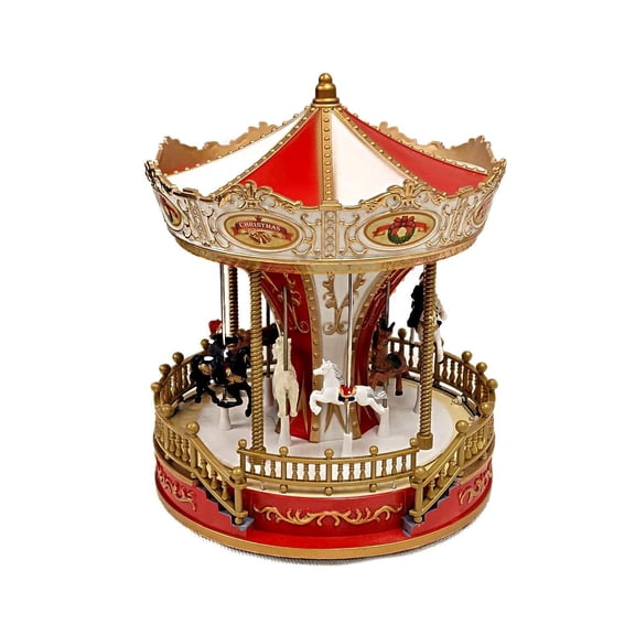 Wizardi Christmas Carousel Decoration. Animated Christmas Village F07M4-10