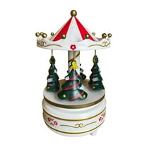 Christmas Carousel Music Box Christmas Decoration - 7.2x4.3" Rotating Musical Creative Ornament for Holidays Home Desktop Decor & Festive Gift