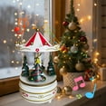 thumbnail image 1 of Christmas Carousel Music Box Rotating Ornament Holiday Musical Home Decor Festive Centerpiece Tabletop Exquisite Painting Gift For Family Friends Office Store Seasonal Party Display, 1 of 5