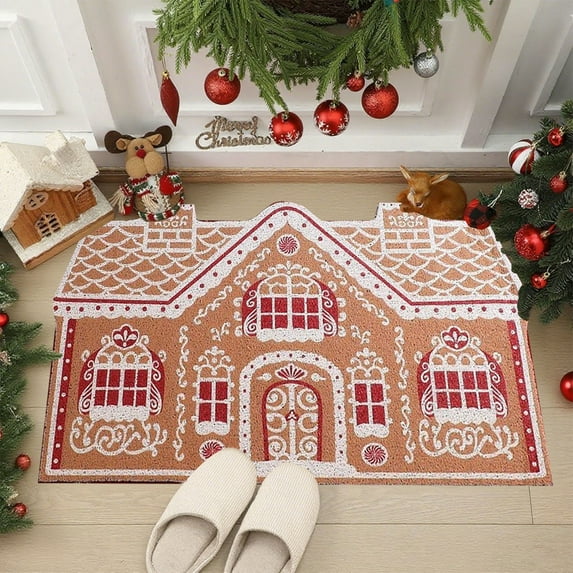 Christmas Carpet Entrance Door Mat, Absorbent Non Slip Holiday Rug, Dirt Proof Decorative Foot Mat For Bathroom, Kitchen, Indoor Seasonal Décor
