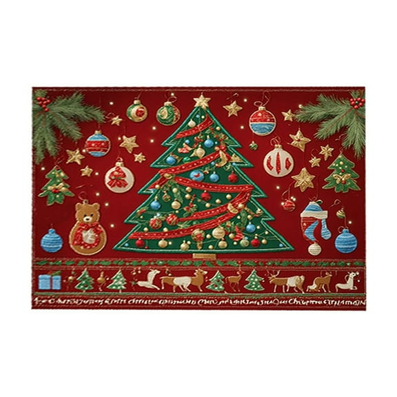 Christmas Carpet Entrance Door Mat Household Absorbent Nonslip Foot Mat Dirt Proof Mat Bathroom Nonslip Mat Size 15.7x23.6 Inch