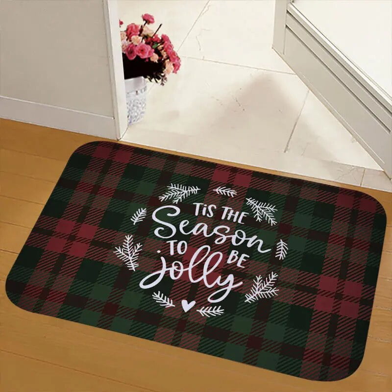 Christmas Carpet Snowman Elk NonSlip Floor Mat Bedroom Living Room