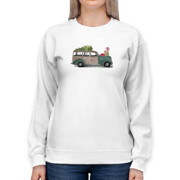 Christmas Cars Iv Sweatshirt Women -Jennifer Paxton Parker Designs, Female Small
