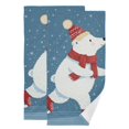 thumbnail image 1 of Christmas Cartoon Bear Skating Hand Towel Absorbent Bath Towels for Bathroom Sports Gym 28" x 14" Set of 2, 1 of 8