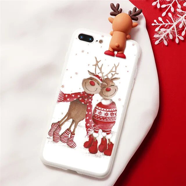 Christmas Cartoon Deer Case For iPhone 11 12 13 14 Pro XS Max mini XR X