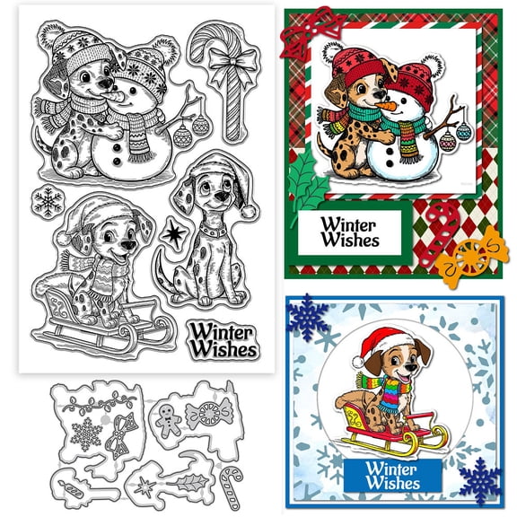 Christmas Cartoon Dog Clear Stamp and Cutting Dies Set