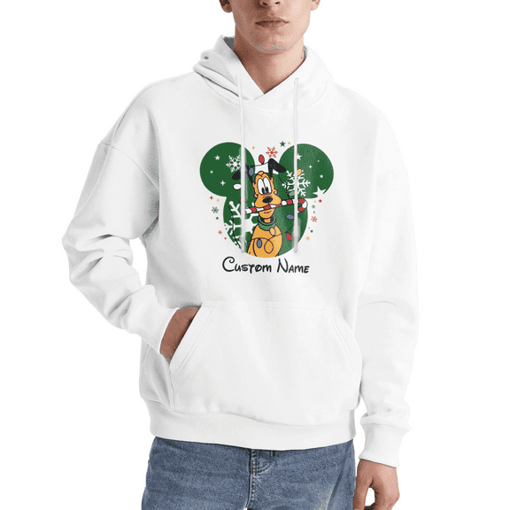 Christmas Cartoon Dog Hoodie, Cute Holiday Lights & Candy Cane Sweatshirt, Festive Winter Pullover for Adults