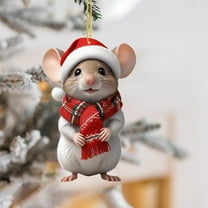 Christmas Cartoon Mouse Hanging Ornament,1 Pc Cute Acrylic Christmas Tree Decorations, Christmas Ornaments, 2D Flat Fun Swing Mouse Animal Pendants, for Car Interior, Window, Home Decor