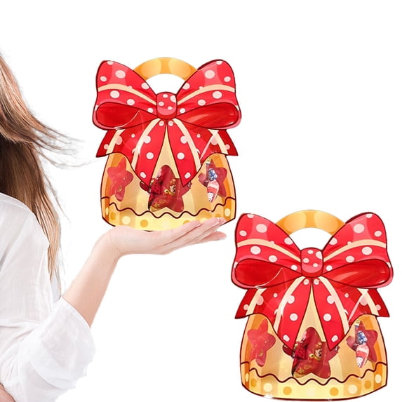 Christmas Cartoon Plastic Treat Bag, Handheld Gift Pouch, 6.69X7.87" Holiday Cookie Storage Container, Xmas Character Print Packing Sack, Transparent Goodie Holder, for Candy and Baked Snack Packing