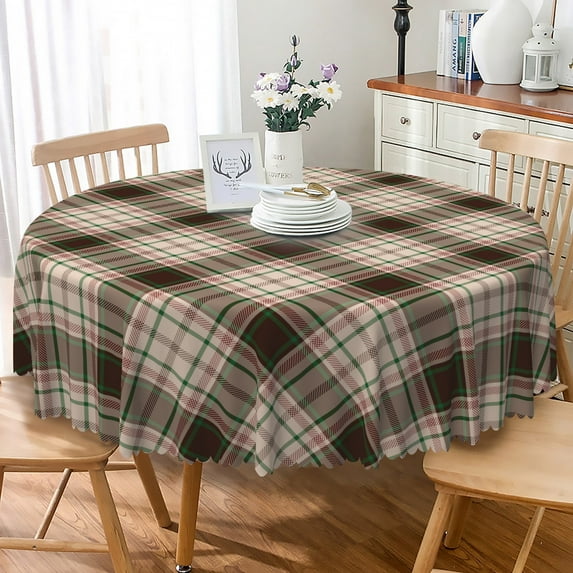 Christmas Cartoon Santa Claus Tablecloth, Water and Oil Resistant Wipeable Rectangular Tablecloth, Red and White, 36x55 in