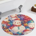 thumbnail image 1 of Christmas Cartoon Snowman Round Carpet Circle Rug Outdoor Patio Area Rug Washable Large Area Rugs Hallway Room Decor Fitness Mats, 1 of 8