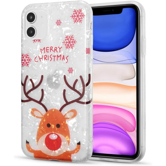 Christmas Cartoon TPU Case for iPhone 11 6.1 inch, Cute Lovely Animal Elk Snow Pattern Phone Cover Soft Slim TPU Fit Protective Back Case for iPhone 11 6.1 inch - Elk