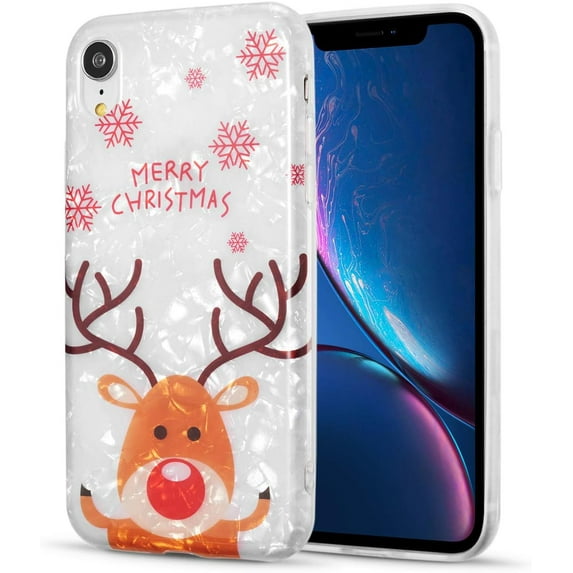 Christmas Cartoon TPU Case for iPhone X iPhone Xs, Cute Lovely Animal Elk Snow Pattern Phone Cover Soft Slim TPU Fit Protective Back Case for iPhone X iPhone Xs - Elk