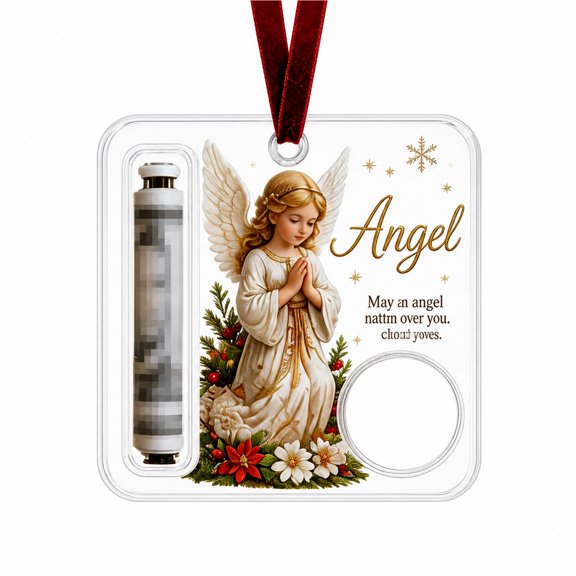 Christmas Cash & Candy Ornament, Angel Acrylic Hanging Decor with Money Slot & Chocolate Compartment, Holiday Gift