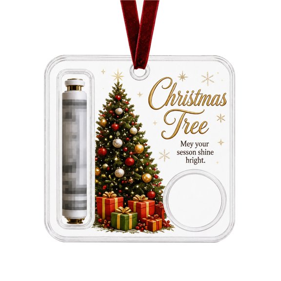 Christmas Cash & Candy Ornament, Christmas Tree Acrylic Hanging Decor with Money Slot & Chocolate Compartment, Holiday Gift