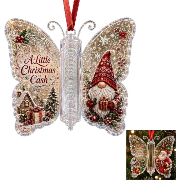 Christmas Cash Gift Butterfly Ornament – Holiday Money Holder Keepsake, Money Holder for Tree, Clear Slot for Bills, Hanging Decor, Surprise Cash Gift for Family, Friends, Adults
