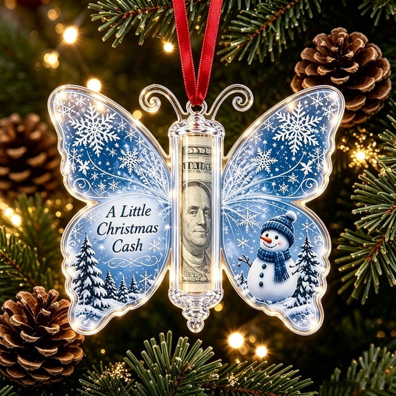 Christmas Cash Gift Butterfly Ornament,Money Holder Fillable Bulk Keepsake Envelopes Decor for Giving Tree Family with Built‑In Clear Compartment As A Festive Hanging That Hold Money,(Sky Blue)