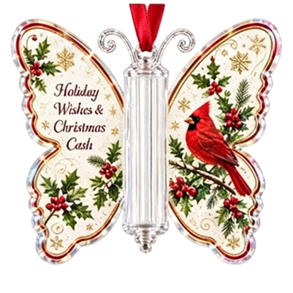 Christmas Cash Gift Butterfly Ornament Money Holder for Tree Decorations,Butterfly-Shaped Displays Rolled Cash,Festive Hanging Keepsake for Trees, Giving and Seasonal Holiday Decor,Z-D