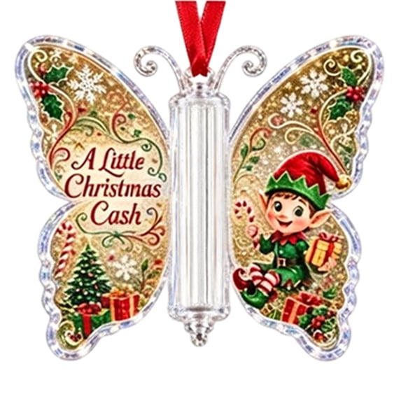 Christmas Cash Gift Butterfly Ornament Money Holder for Tree Decorations,Butterfly-Shaped Displays Rolled Cash,Festive Hanging Keepsake for Trees, Giving and Seasonal Holiday Decor,Z-C