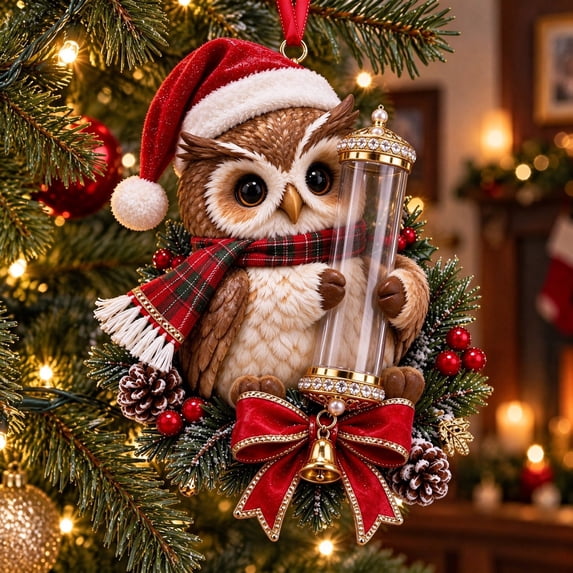Christmas Cash Gift Cute Animal Ornament Christmas Tree Decorations, 2D Flat Christmas Money Holders for Cash, Multiple Hanging Clear Christmas Ornaments for Tree, Holiday(Owl)