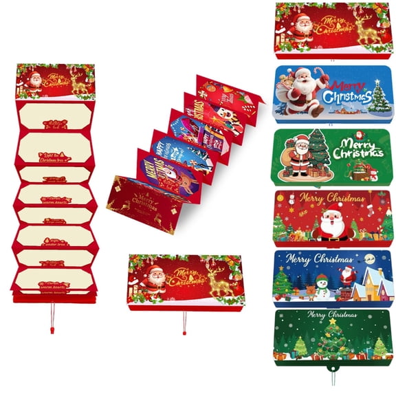 Christmas Cash Gift Envelope,Christmas Money Gift Card Holder - 10 Slot Creative Cash Envelope for Holiday Gifting,Stocking Stuffers,Secret Santa Presents W/Festive Design & Tassel(5Pcs)