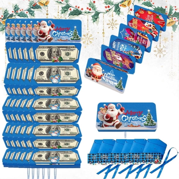 Christmas Cash Gift Envelope Ornaments Surprise Money Holders,Folding Xmas Holiday Party Card Booklet DIY Stickers for Family Cowoker Friend Adults Kids