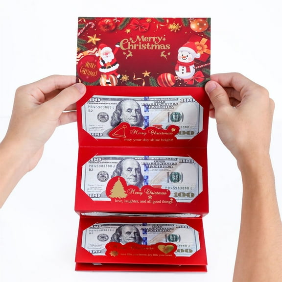 Christmas Cash Gift Envelopes,1PCS New Creative Christmas Card Money Holders for Cash Surprise Envelope,Xmas with 6 Slots for Santa Supplies,Party Gifts for Men Women,A