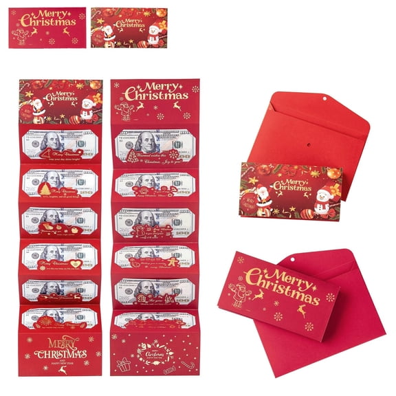 Christmas Cash Gift Envelopes 6 Slots, Christmas Money Wallet Gift Card Holder, Festive Cash Envelope Holder for Holiday Gifts