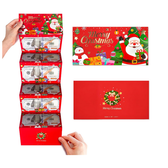 Christmas Cash Gift Envelopes,Christmas Cash Envelopes,Christmas Money Envelope for Cash,Money Holder with 6 Slots for Cash,Surprise Card Holder for Xmas,DIY Holiday Money Gift Card for Money Holder