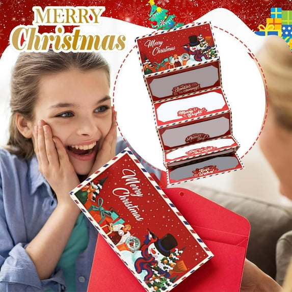 Christmas Cash Gift Envelopes,Christmas Cash Envelopes,Christmas Money Envelope for Cash,Money Holder with 6 Slots for Cash,Surprise Card Holder for Xmas