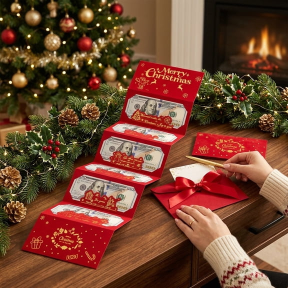 Christmas Cash Gift Envelopes, Christmas Cash Envelopes, Flip-Top 6 Slots for Cash, Christmas Money Envelopes for Cash, Christmas Money Holder, 3pc